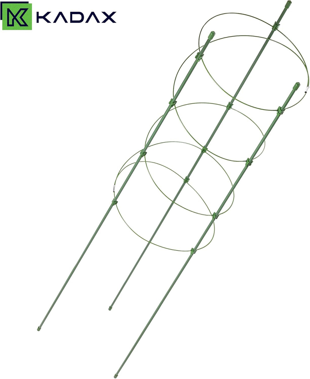 KADAX Pflanzenstütze 150 cm, 6 Stück, Staudenhalter aus beschichtetem Metall, Rund Rankhilfe für Dah