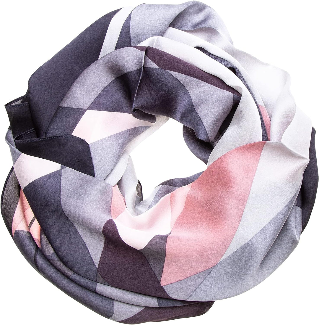 Tinitex Seidenschal Halstuch Schal Satin grau rosa 170x53cm