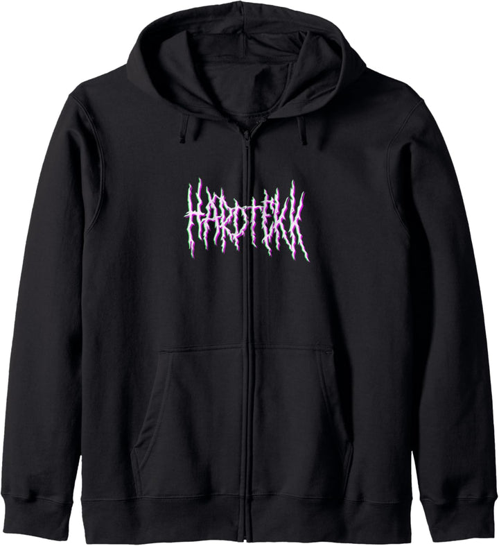 Hard Tekk Black Metal Band Logo Tekkno Speedcore Rave Kapuzenjacke