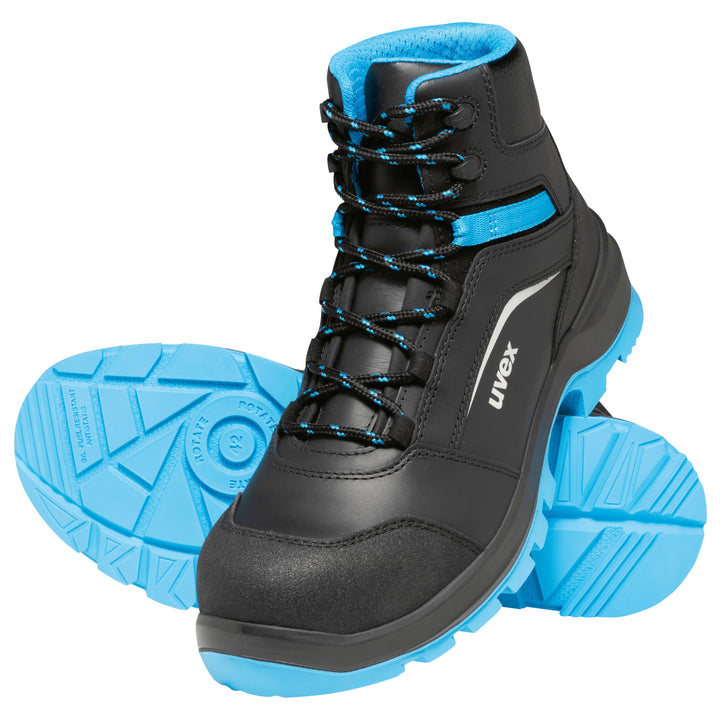 Uvex 2 xenova Sicherheitsstiefel S3 SRC, Schnürstiefel, Arbeitsschuhe für Herren, Schwarz/Grün 39 EU