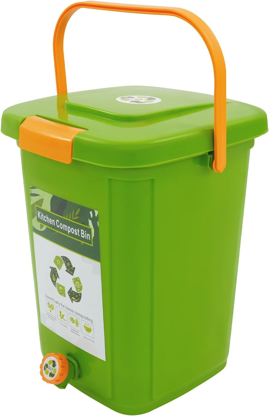 Küchenkompostbehälter 20 L mit Filterplatte &amp; Zapfhahn, Geruchsdichter Komposteimer für Küche, Balko