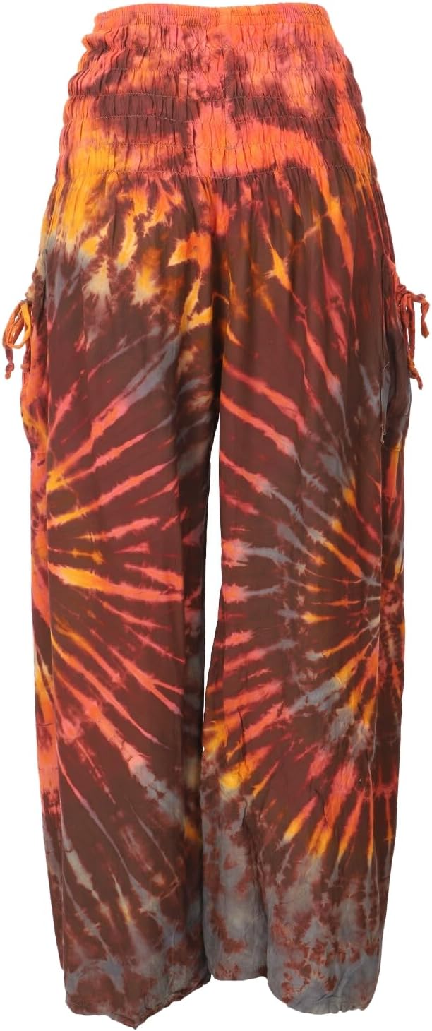 GURU SHOP Farbenfrohe Batikhose, Palazzohose, Weite Sommerhose, Damen, Synthetisch