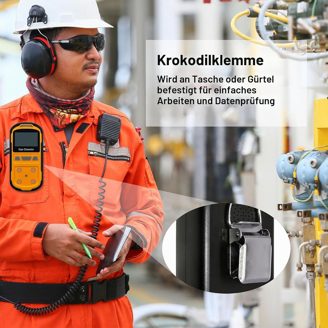 Gaslecksuchgerät für H2S CO O2 und LEL, tragbarer Multi-Gasmelder Gasdetektor mit akustischen, visue