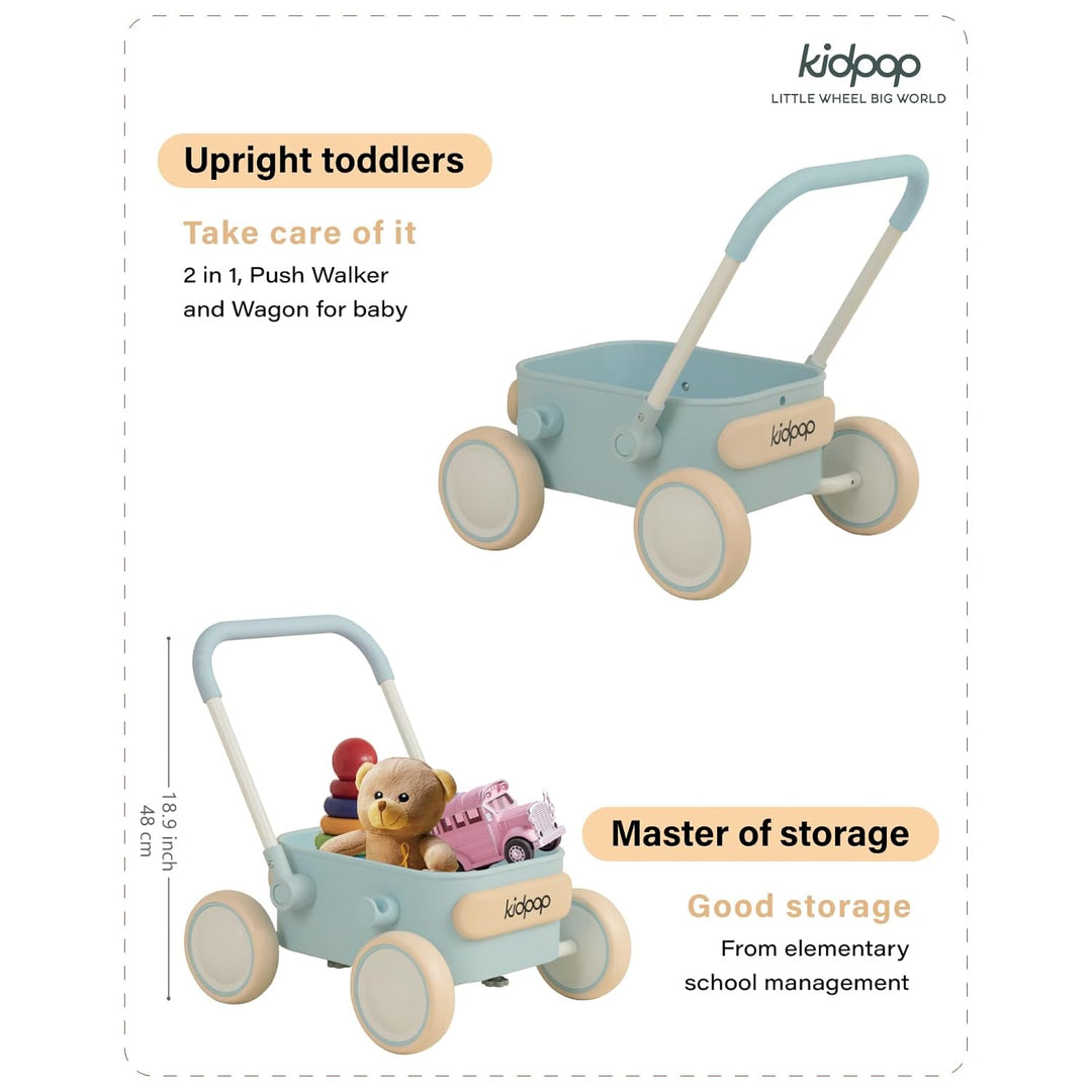 Kidpop PULA 2-in-1 Lauflernwagen Baby Push Pull Lauflernhilfe Spielzeug,4-in-1-Lauflernhilfe mit Räd