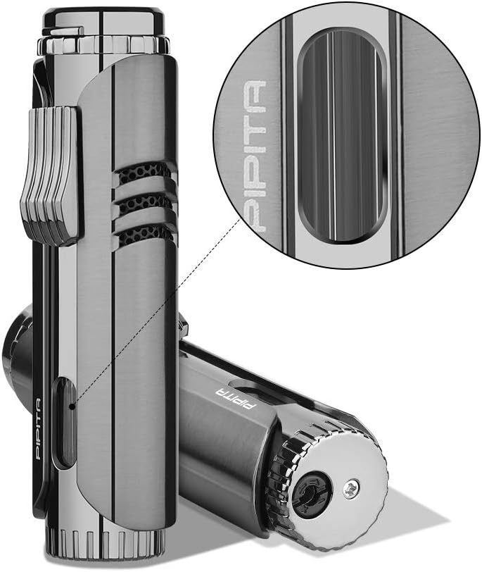 PIPITA 2er-Pack Fackelfeuerzeug Winddicht Butangas Feuerzeug Jet Einflammiges Metallfeuerzeug, Einst