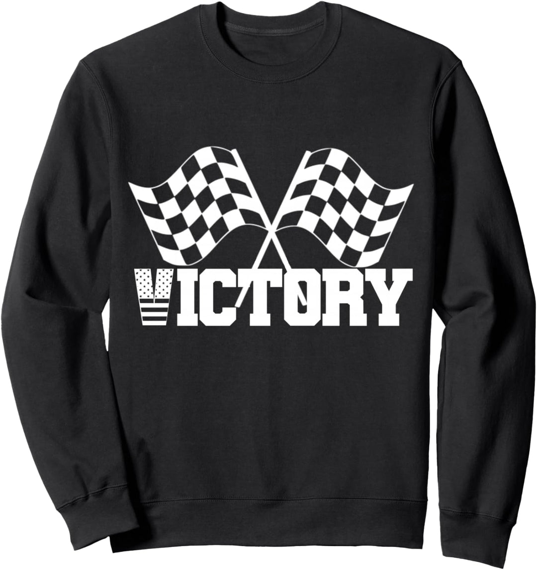 VICTORY Checkered White Flag Race LOVE CREATIVE COLLECTION Sweatshirt