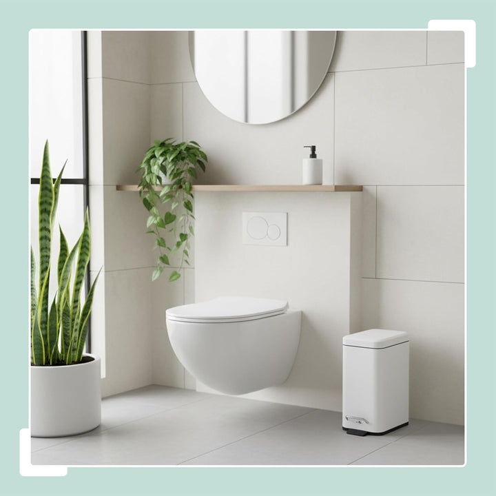 Relaxdays Mülleimer Bad, 5 Liter, Kosmetikeimer mit Soft-Close, Matte Optik, entnehmbarer Inneneimer