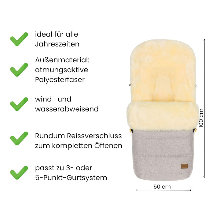 Fillikid Winterfusssack Bernia Lammfell Exklusiv Kinderwagen, Buggy | Winterfusssack wind- & wassera