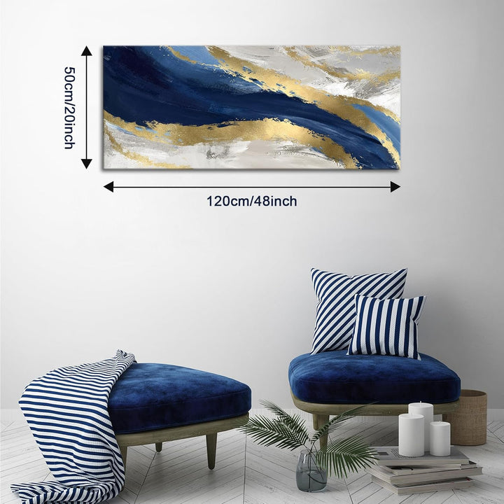 Mit Rahmen Grosses Leinwandbilder Bilder, Abstrakt Blaues Goldenes Marmor bild auf leinwand Wandkuns