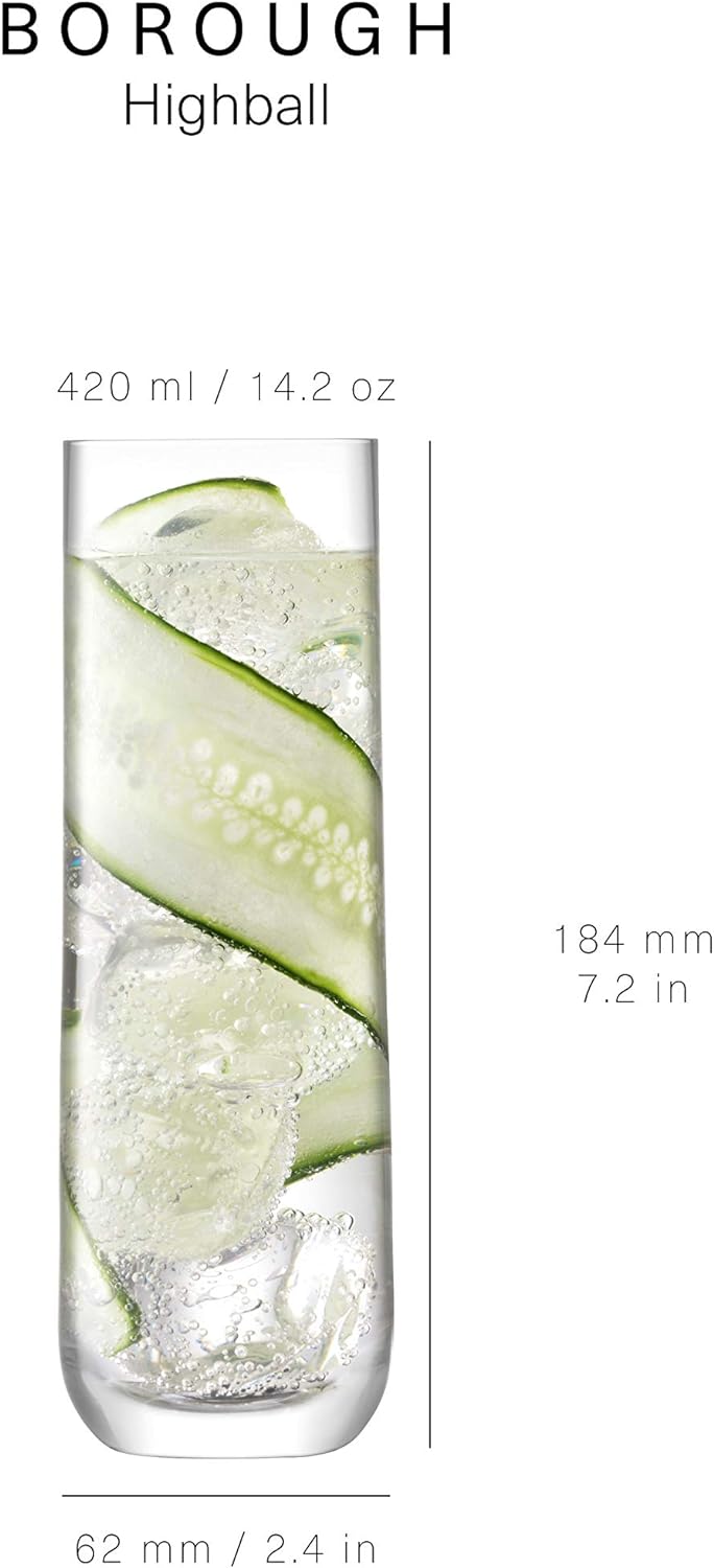 LSA Borough Longdrinkgläser 420ml Klar x 4, Longdrink