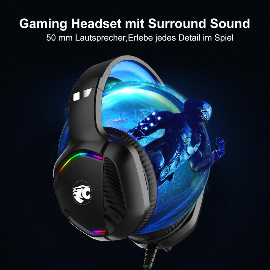 IMYB A36 Gaming Headset mit Mikrofon für Pc, Xbox One Series X/s, Ps4, Ps5, Switch, Stereo Surround