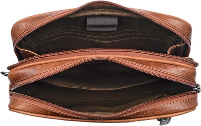 STILORD 'Nero' Handgelenktasche Herren Leder mit Doppelkammer Vintage Handtasche für 8,4 Zoll Tablet