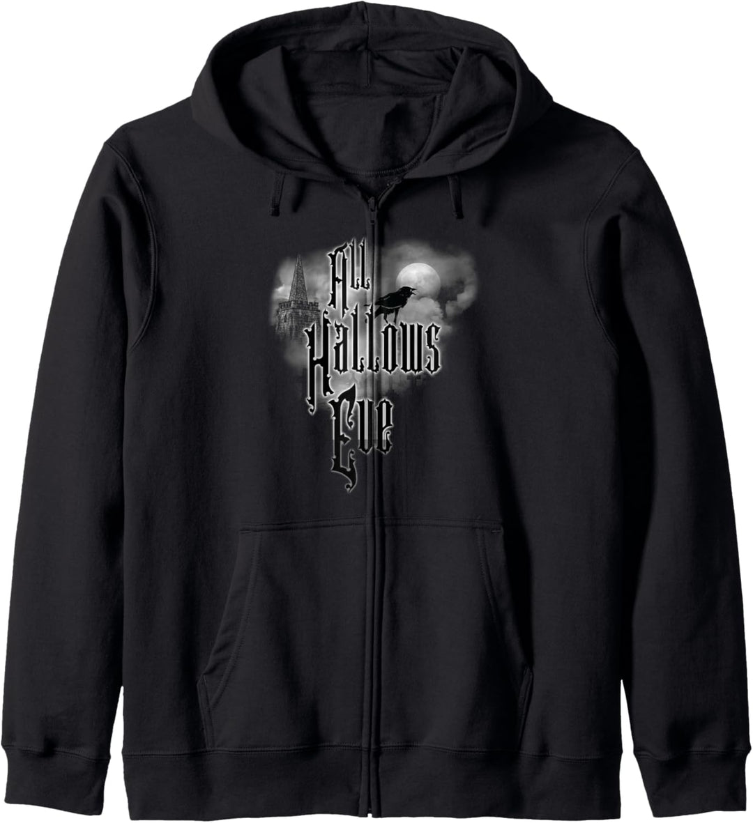 All Hallows Eve Gothic Halloween Design, Rabe und Mond Kapuzenjacke