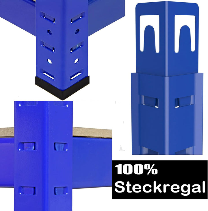 5 Stöckiges Schwerlastregal Regal, Lagerregal Garagenregal, Metallregal Blau - 170cm x 75cm x 30cm,