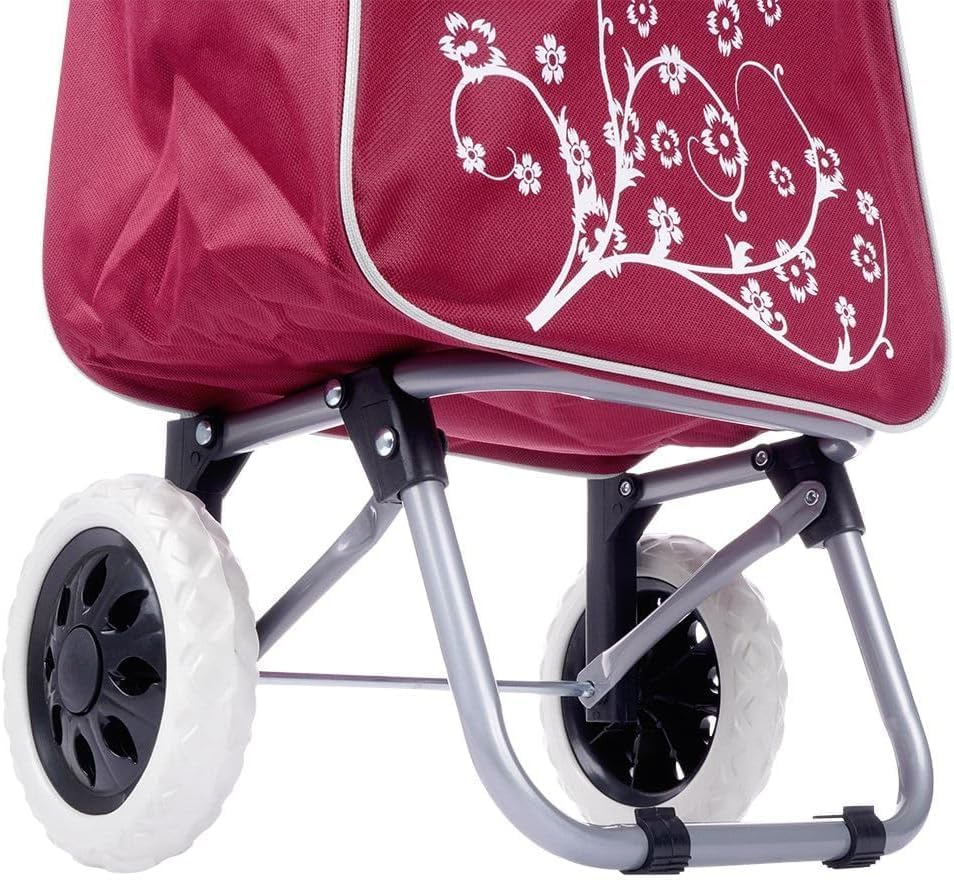 Einkaufstrolley Einkaufsroller Einkaufswagen Einkaufstasche auf Rollen weinrot 30 L 25 kg