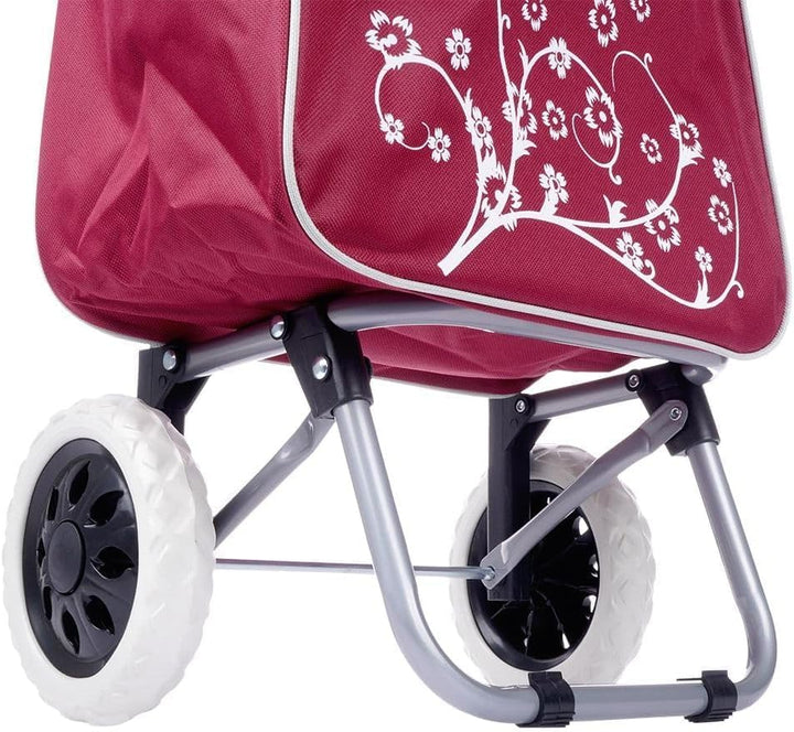 Einkaufstrolley Einkaufsroller Einkaufswagen Einkaufstasche auf Rollen weinrot 30 L 25 kg