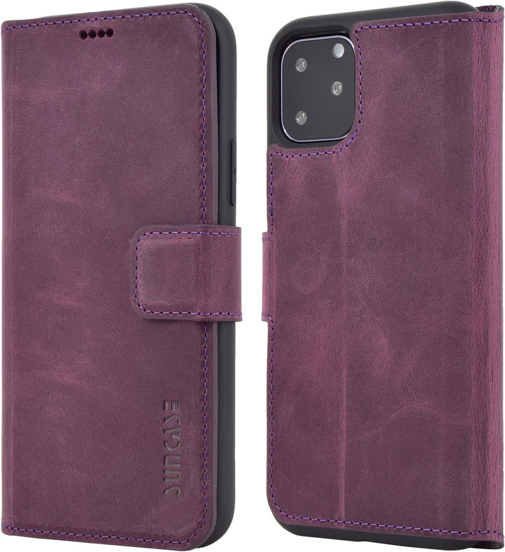 Suncase Book-Style Hülle kompatibel mit iPhone 11 (6.1 Zoll) Leder Tasche (Slim-Fit) Lederhülle Hand