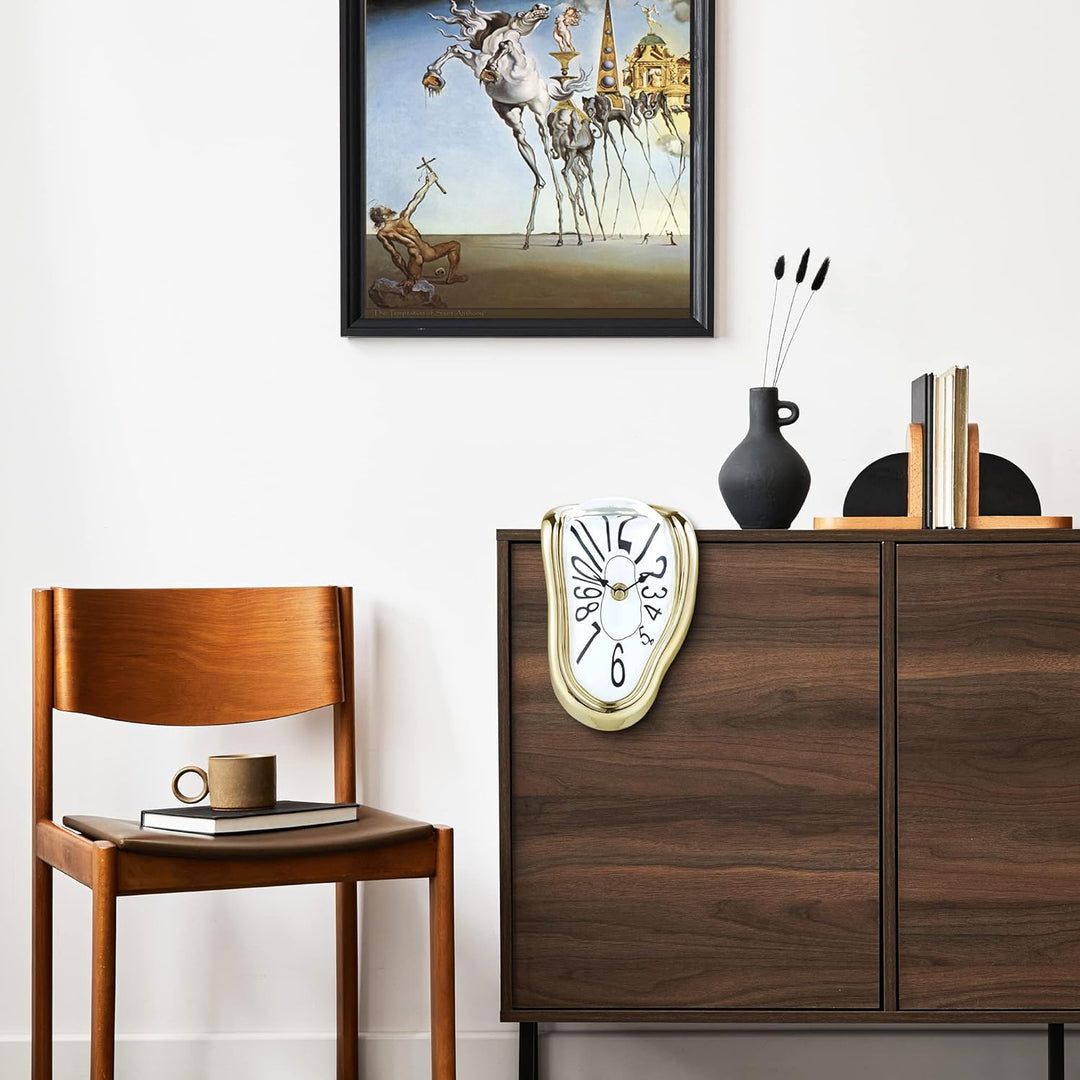 Lafocuse Lautlos Salvador Dali Uhr Gold, Geschmolzene Uhr Ohne Tickgeräusche, Tischuhren Modern Schm