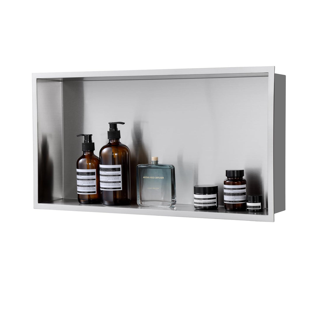 ROVOGO 60 x 30 x 10 cm Wandnische Dusche Edelstahl 304, Eingebettete Duschnische Einzelregal Lagerun