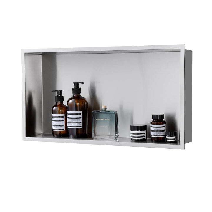 ROVOGO 60 x 30 x 10 cm Wandnische Dusche Edelstahl 304, Eingebettete Duschnische Einzelregal Lagerun