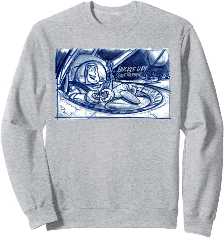 Disney Pixar Toy Story Buzz Lightyear Buckle Up Sketch Sweatshirt