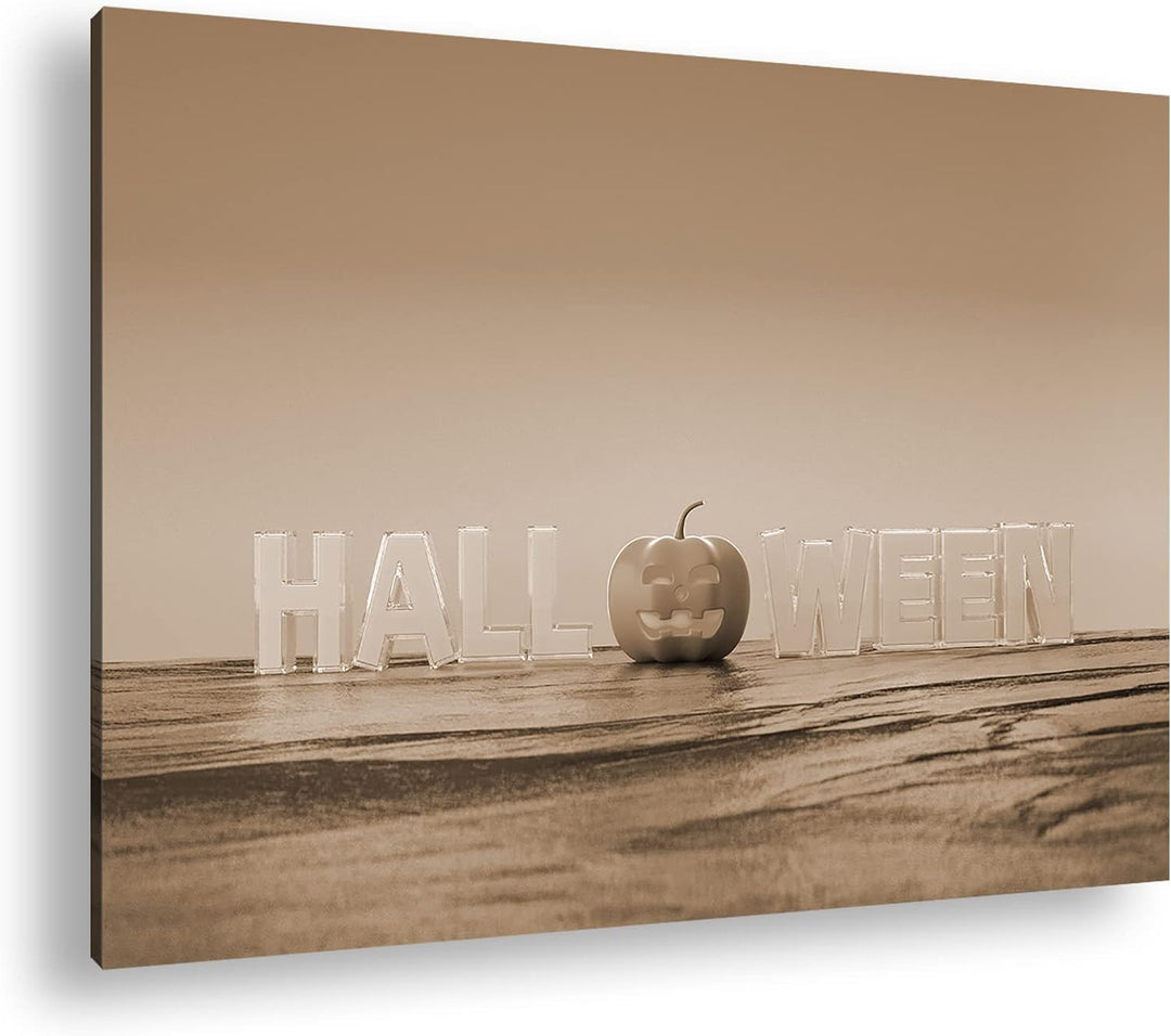deyoli Halloween Logo Format: 80x60 Effekt: Sepia als Leinwandbild, Motiv fertig gerahmt auf Echthol