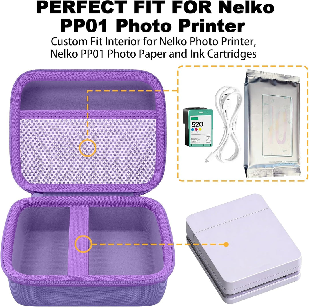Khanka Hülle für Nelko Fotodrucker PP01 Farbe Tragbarer Mini Fotodrucker, Tragetasche mit Netzfach f