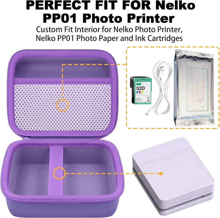 Khanka Hülle für Nelko Fotodrucker PP01 Farbe Tragbarer Mini Fotodrucker, Tragetasche mit Netzfach f