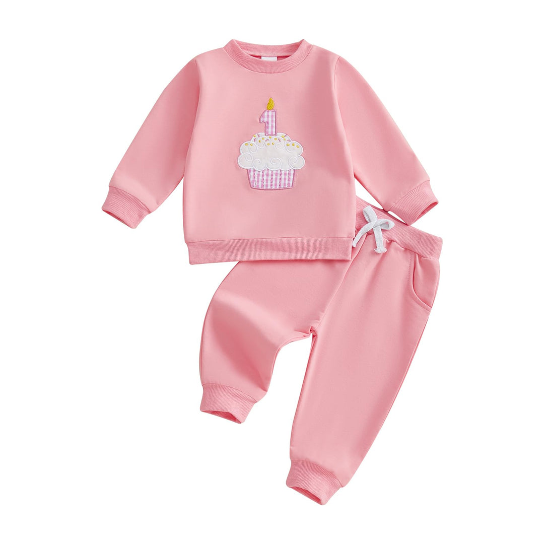 Loalirando Baby Mädchen 1 Cupcake 1. Jahr Geburtstag Outfit | Sweatshirt + Hose Baby Mädchen Winter
