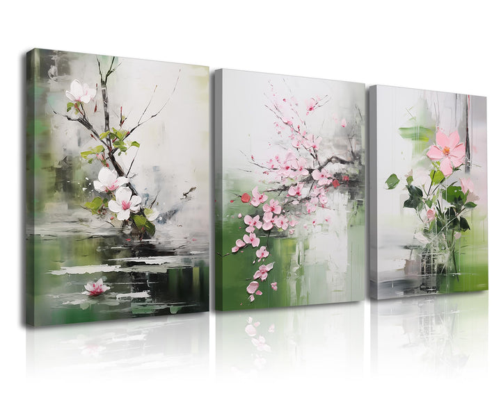 Piy Painting Blume Leinwand Wandkunst, Grünes Wandbilder, Frühling Leinwandbild, Leicht Zu Hängen Fü