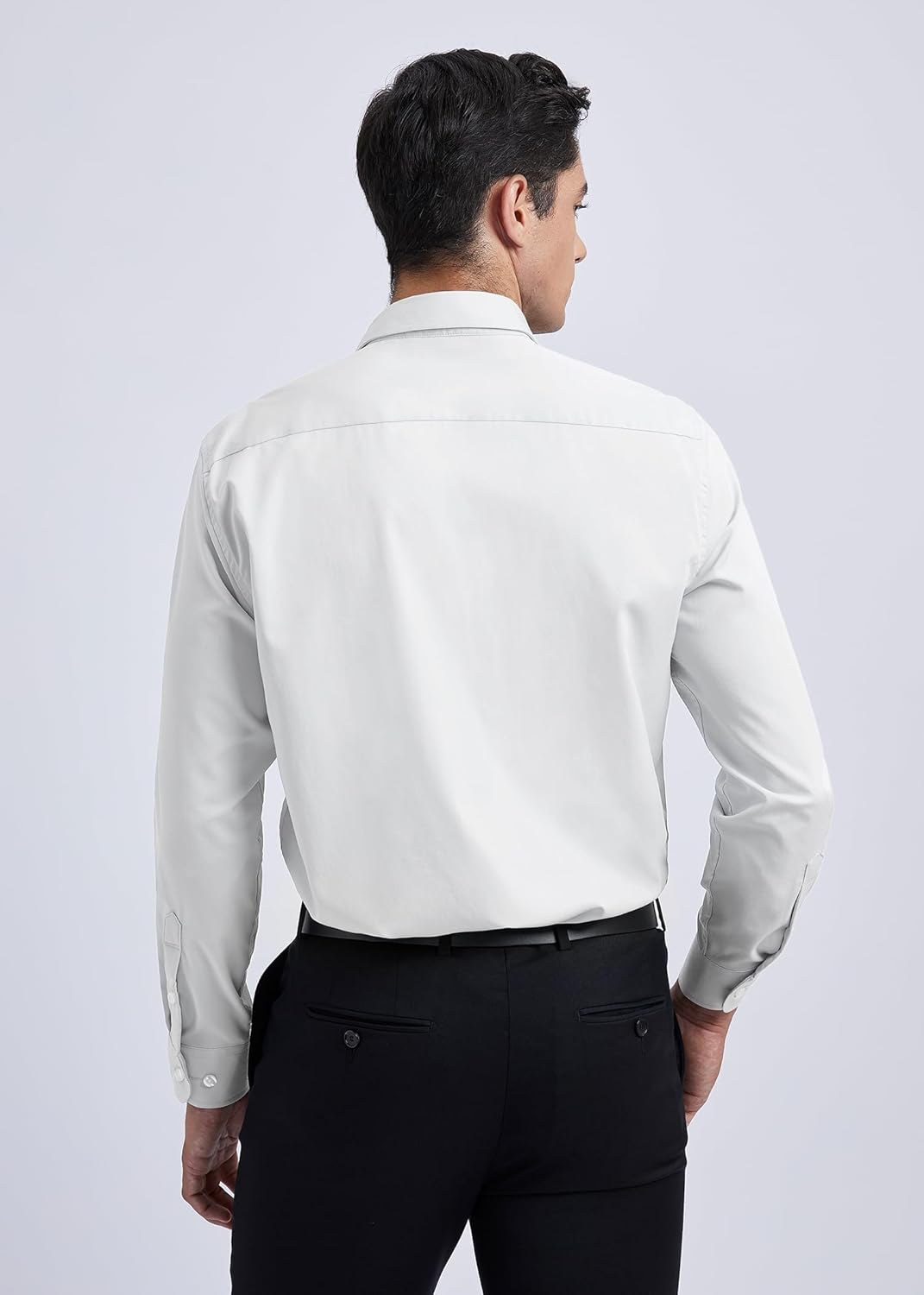 HISDERN Herren Hemd Langarm Einfarbige Hemden mit Krawatte und Taschentuch Formelle Businesshemd Hoc
