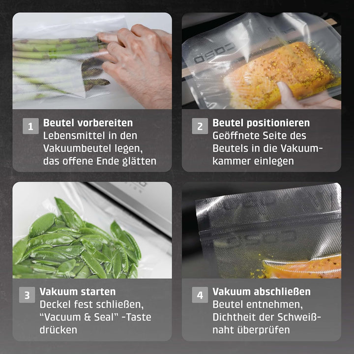 CASO VC10 Vakuumierer - Vakuumiergerät, Lebensmittel bleiben vakuumiert bis zu 8x länger frisch, 30c