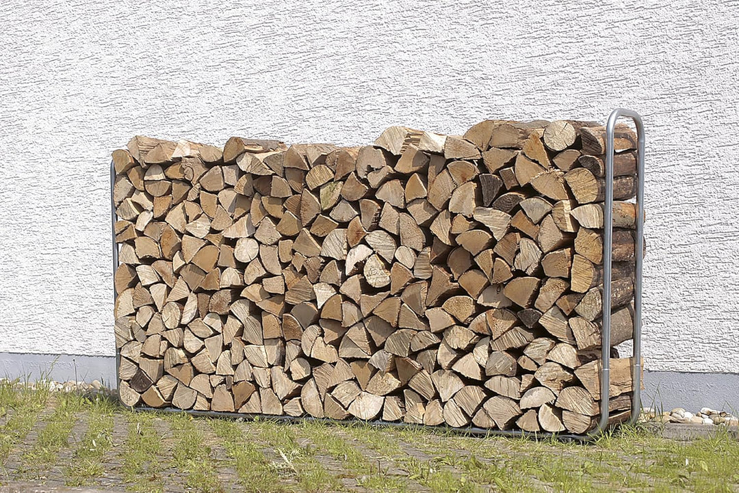 wolfcraft Stapelhilfe für Brennholz 5122000 / Verstellbare Kaminholzaufbewahrung für den Aussenberei