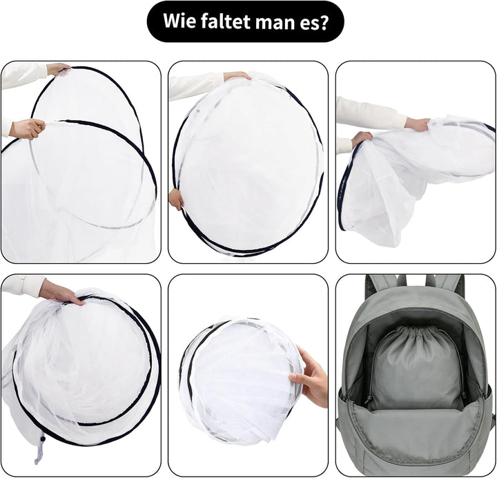 Pop Up Moskitonetz Bett, 200 x 80 x 56 cm, Moskitonetz Reise Pop Up, Faltbares Moskitonetz, 360° Sch