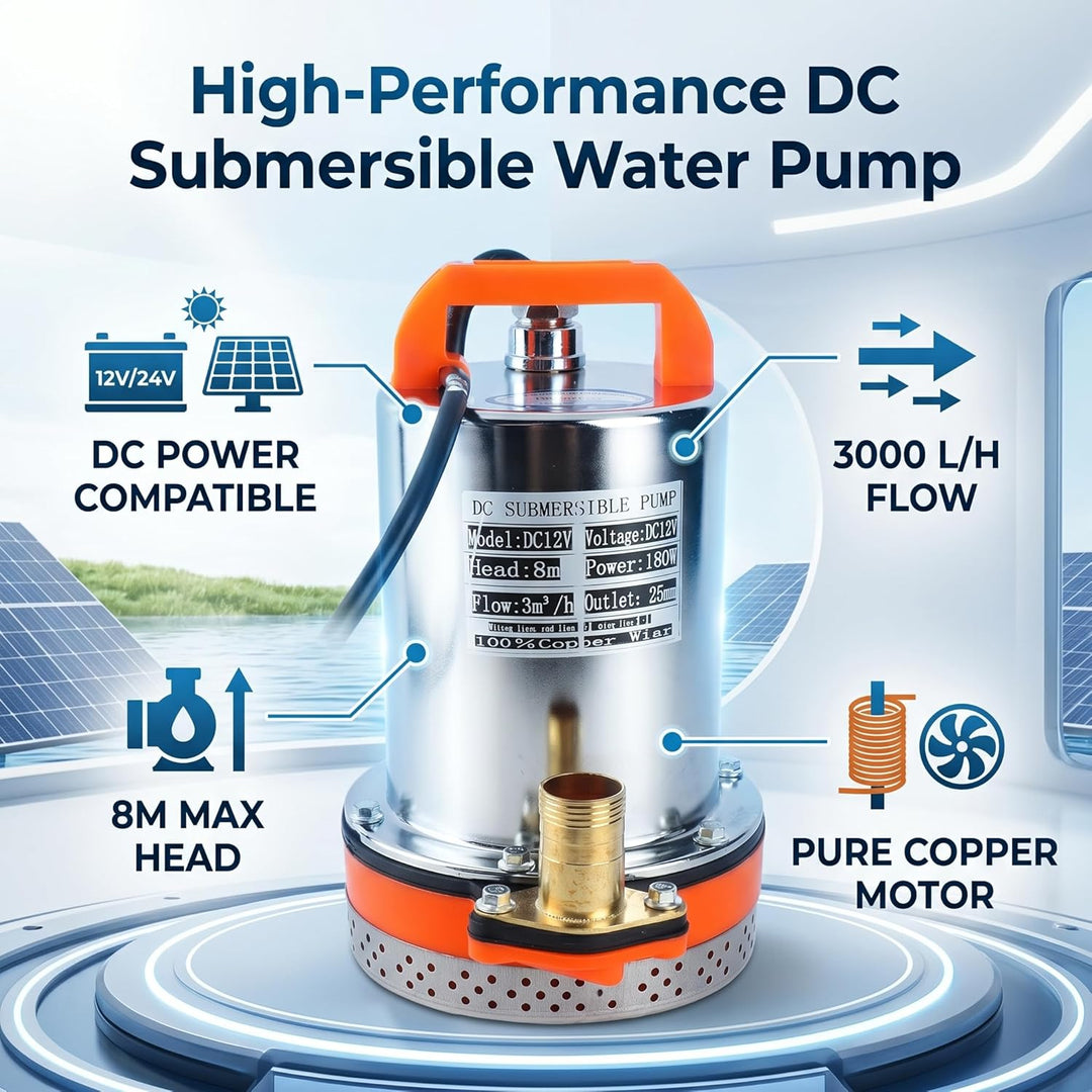 DC 12 V Tauchpumpe, Solar-Wasserpumpe, Kleine Batterie, Solar-Tauchwasserpumpe, Ideal für Bewässerun