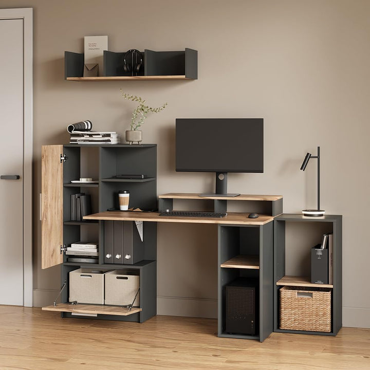 Livinity Monitorständer Lorena, Anthrazit/Goldkraft Eiche, 80 x 12 cm Anthracite/Goldkraft Oak, Anth