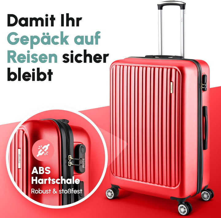 ABS Hartschalenkoffer - Ergonomisch & Sicher - Trolley Koffer Set 3-teilig mit 360° Rädern, Zahlen-S