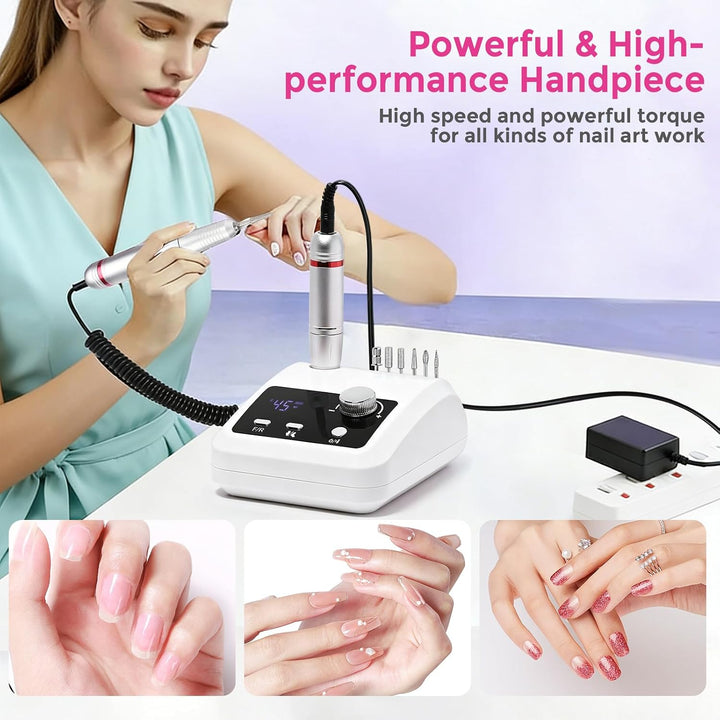 Nagelfräser Elektrisch für Gelnägel 45000 U/Min Maniküre Pediküre Set Elektrische Nagelfräser Profes