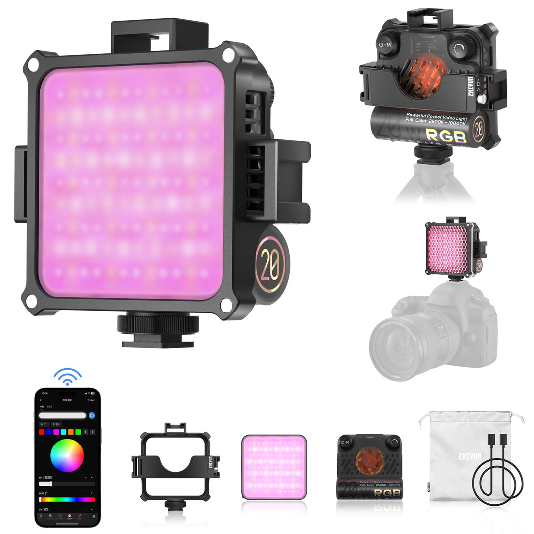 ZHIYUN Fiveray M20C [Official] Videolicht RGB 20W, LED Streaming Licht, Magnetisch Mini Videoleuchte