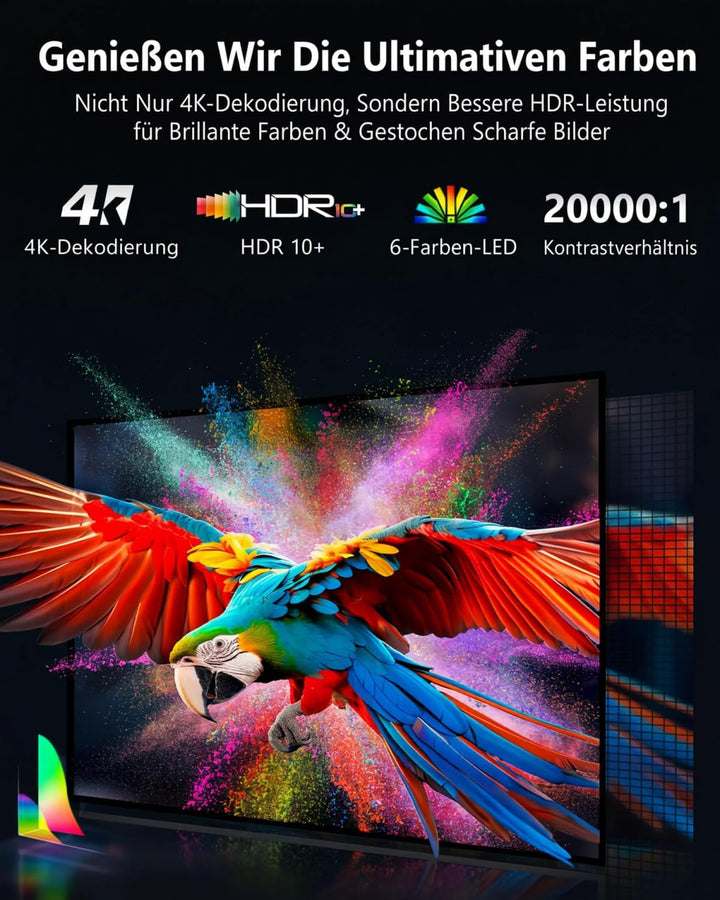 LED Beamer 4K 1800 ANSI Tageslicht Tauglich HDR10+, Smart Beamer Android WLAN Bluetooth 5.2 WIFI6 mi