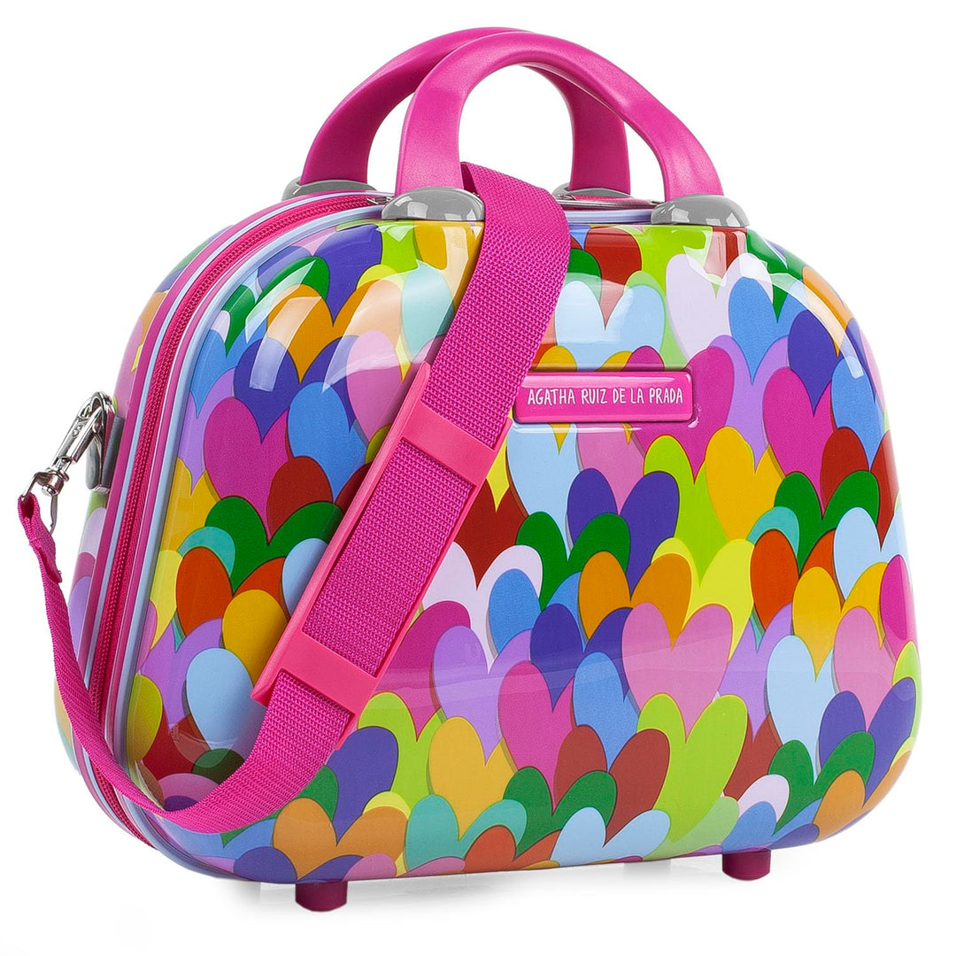 AGATHA RUIZ DE LA PRADA - Grosse Kosmetikkoffer aus starrem Polykarbonat mit Herzdruck. Spiegel-Toil