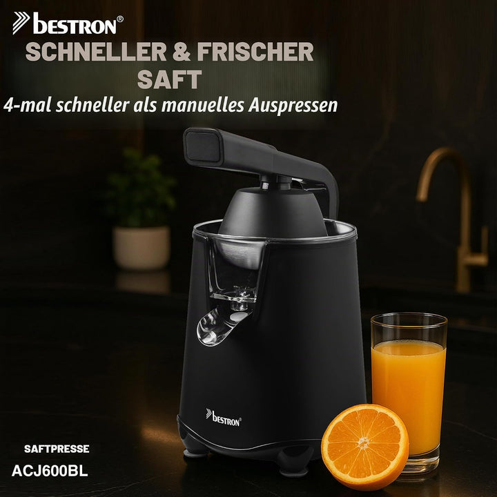 Bestron elektrische Saftpresse, Orangenpresse mit Auslauf-Stopp Funktion &amp; edelstahl Fruchtfleischsi