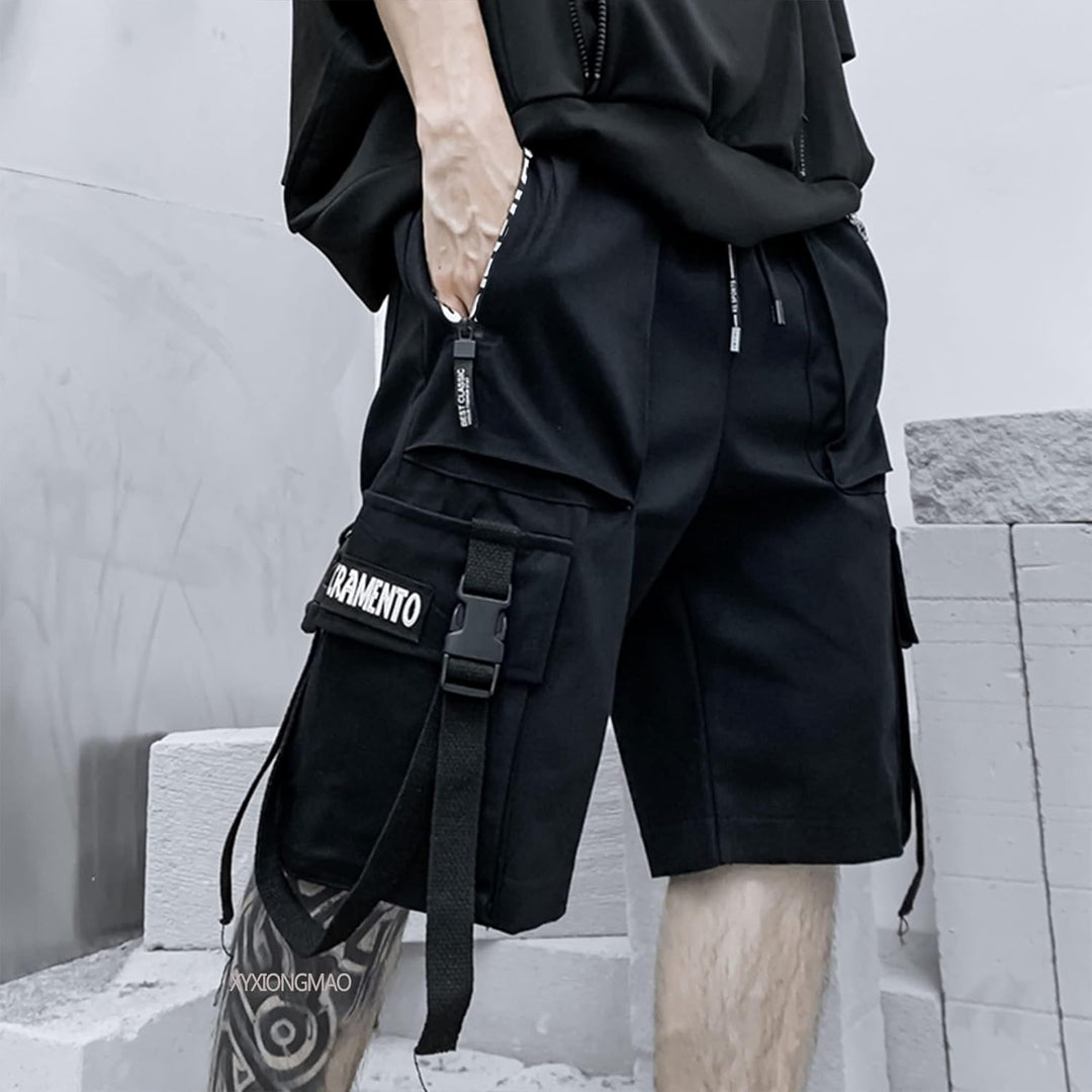 XYXIONGMAO Men's Joggers Techwear Black Hip Hop Cargo Shorts Streetwear Sweatpants Cargo Pants for M