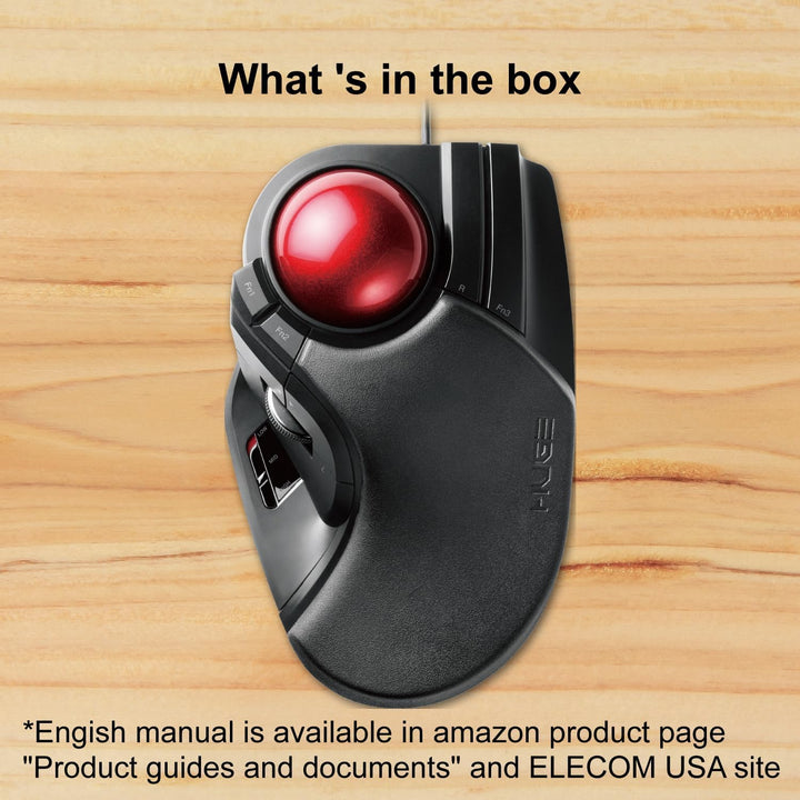 ELECOM Kabelgebundene Fingerbedienung, grosse Trackball-Maus, 8-Tasten-Funktion mit glatter Tracking