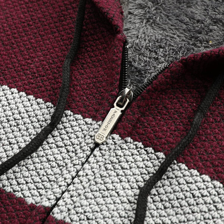 YOUTHUP Herren Strickjacke mit Kapuze Fleece Gefüttert Winter Cardigan Strick Fleecejacke Reissversc