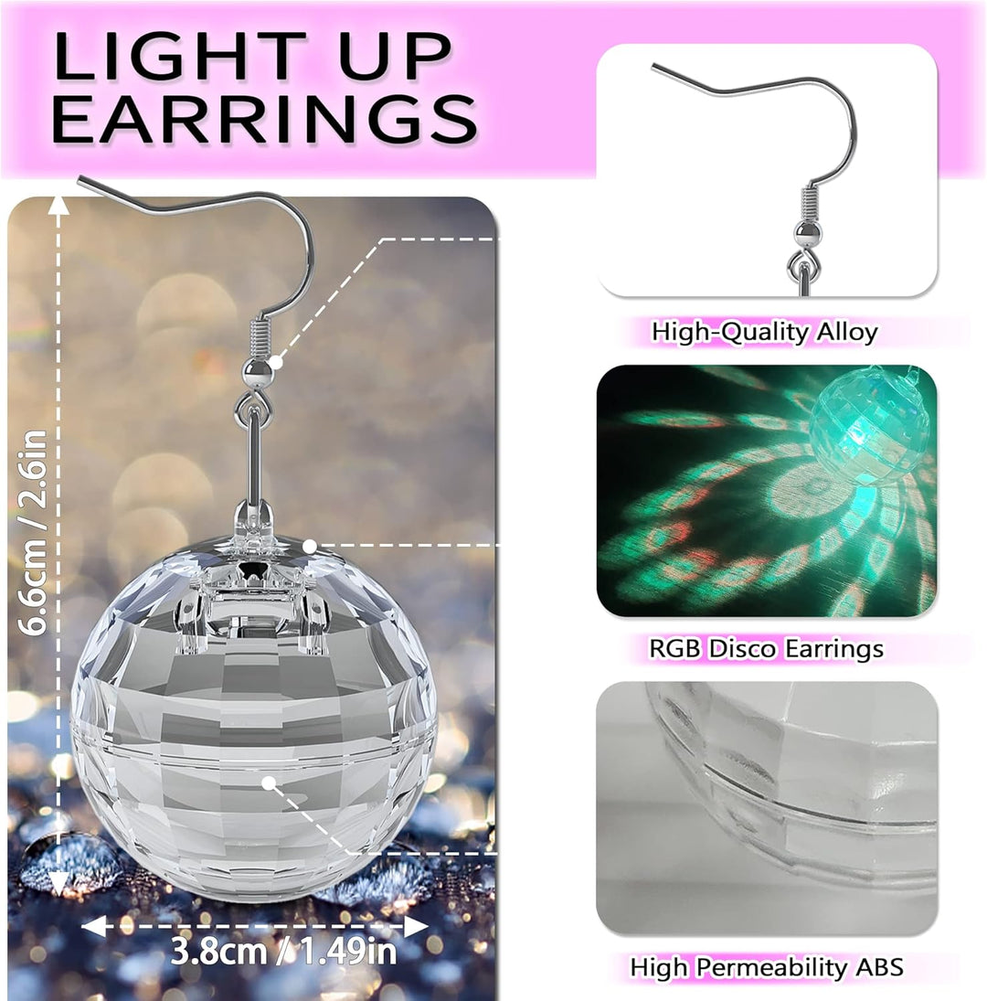 LED Ohrringe Disco Ball Ohrringe 7 RGB Licht Projektion Licht Ohrringe für Frauen Wiederaufladbare L