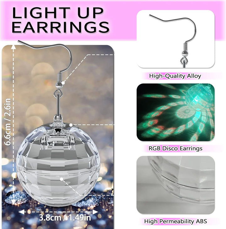 LED Ohrringe Disco Ball Ohrringe 7 RGB Licht Projektion Licht Ohrringe für Frauen Wiederaufladbare L