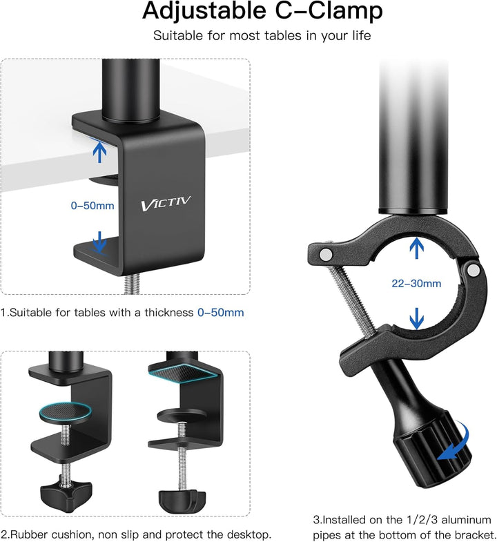 Victiv Kamera Tischhalterung, 37cm-105cm Kamera Tischstativ für DSLR Canon, Lichtstativ Klemmstativ