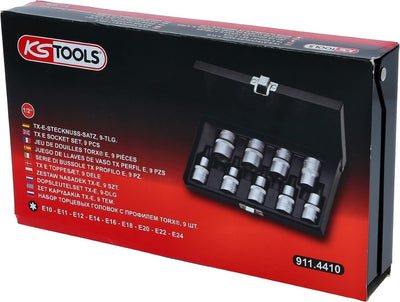 KS Tools 911.4410 1/2" TX-E-Stecknuss-Satz, 9-tlg., E10-E24