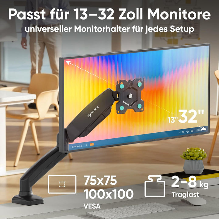 ONKRON G80 Monitor Halterung drehbar, schwenkbar, neigbar für 13-32 Zoll Bildschirme, Displays, VESA